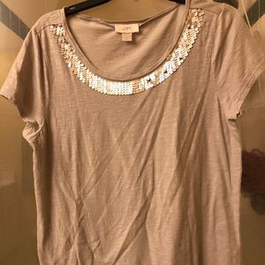 LOFT sequin neckline top